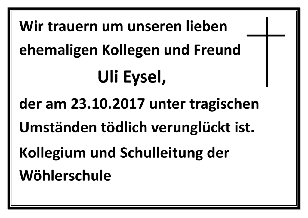 W hlerschule Trauer Um Uli Eysel